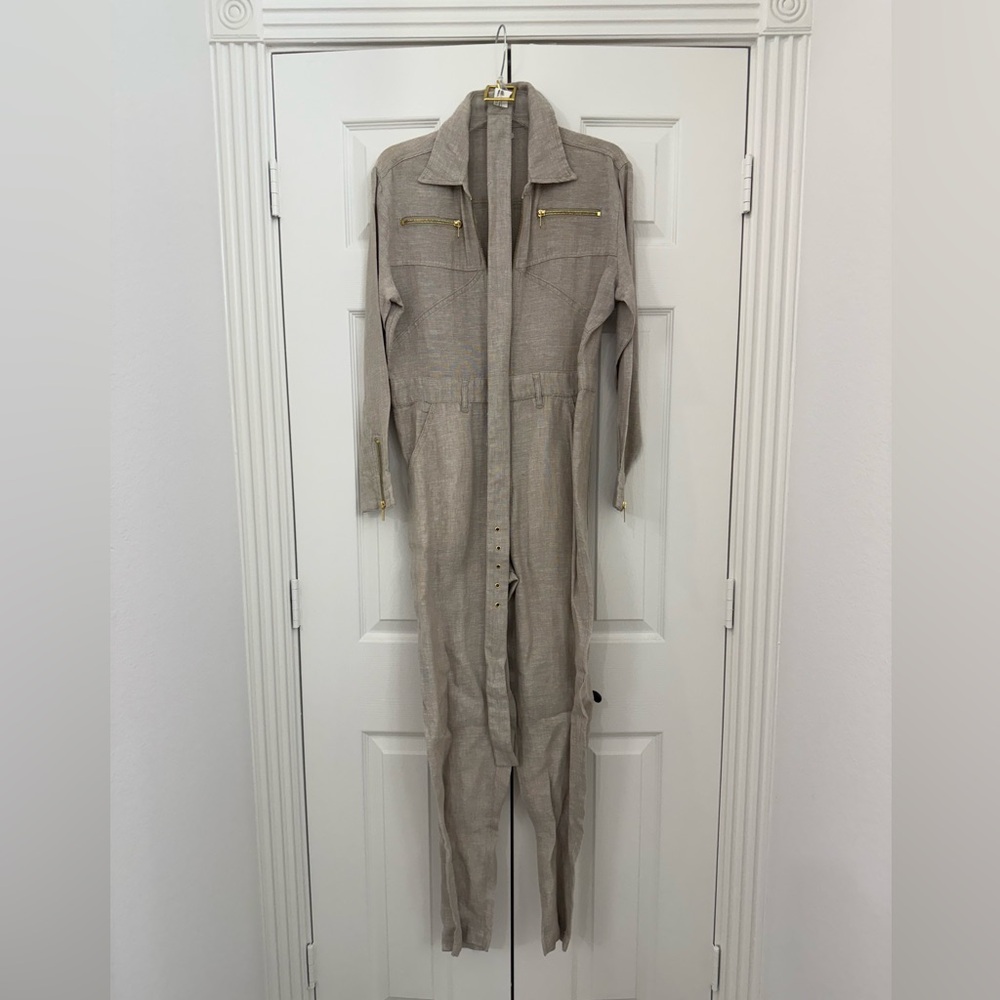 WeWoreWhat Beige Linen Jumpsuit - Picture 3 of 7